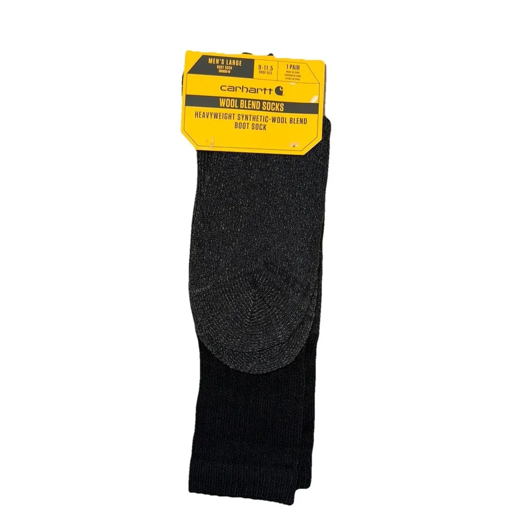 NWT Carhartt Heavyweight Boot Socks 3 Pairs Of Men's L 9-11.5 Black Wool Blend